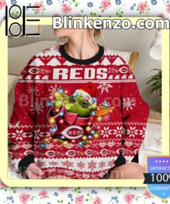 Cincinnati Reds Yoda The Mandalorian Christmas Lights MLB Sweatshirts b