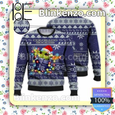 Colorado Rockies Yoda The Mandalorian Christmas Lights MLB Sweatshirts