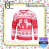 Cool Reindeer Striped Pattern Icon Red Knitted Christmas Jumper