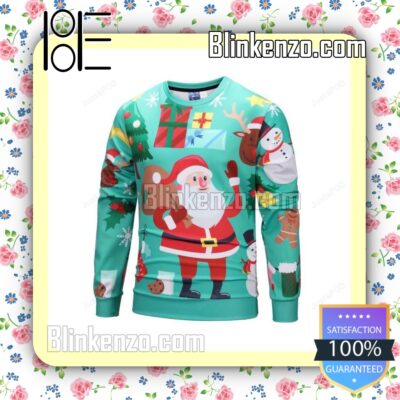 Cute Cartoon Style Santa Icon Knitted Christmas Jumper