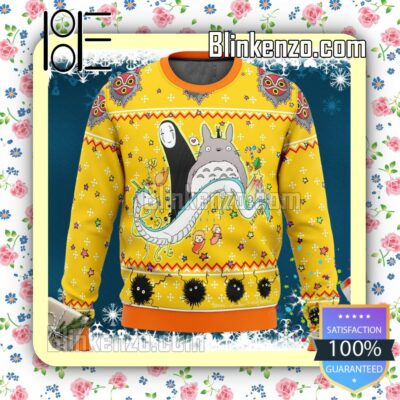 Cute Characters Studio Ghibli Yellow Knitted Christmas Jumper