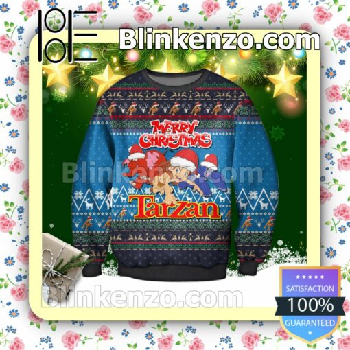 Cute Tarzan Mery Christmas Poster Holiday Christmas Sweatshirts