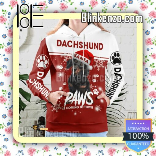 Dachshund Santa Paws Is Coming To Town Christmas Hoodie Jacket b