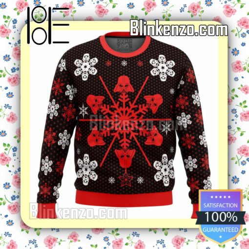 Darth Vader Helmet Star Wars Snowflake Pattern Knitted Christmas Jumper