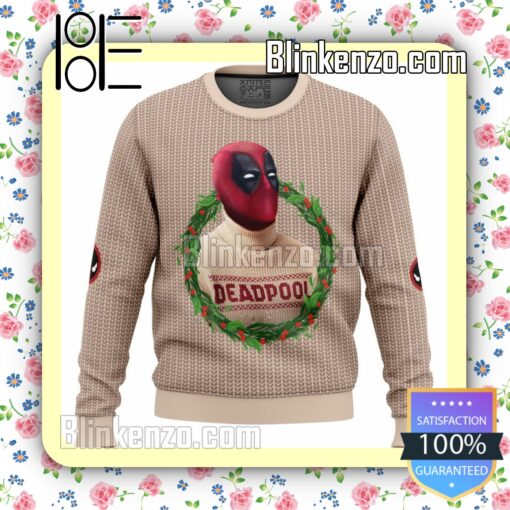 Deadpool Wreaths Pattern Knitted Christmas Jumper