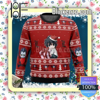 Death Note Chibi L Anime Knitted Christmas Jumper