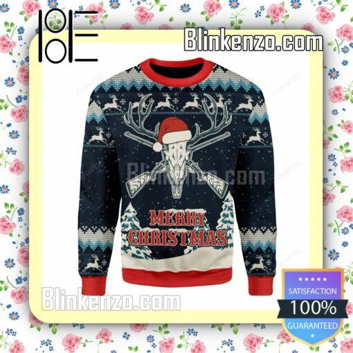 Deer Hunting Merry Christmas For Unisex Knitted Christmas Jumper