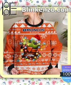 Denver Broncos Yoda The Mandalorian Christmas Lights NFL Sweatshirts b