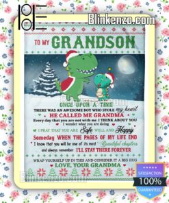 Dinosaur To My Grandson I'll Stay There Forever Christmas Bed Blankets