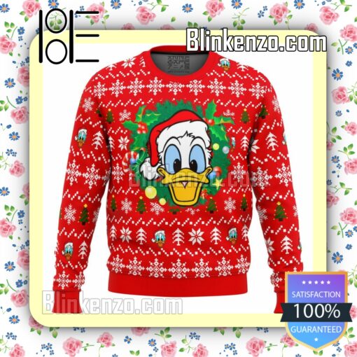 Donald Duck Christmas Head Disney Knitted Christmas Jumper