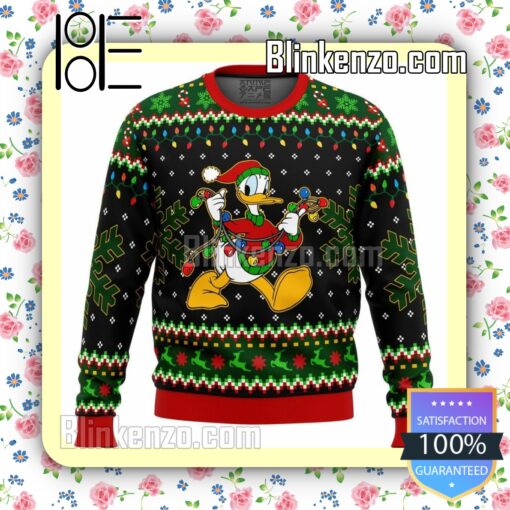 Donald Duck Christmas Lights Disney Knitted Christmas Jumper