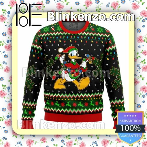 Donald Duck Disney Christmas Lights Holiday Christmas Sweatshirts