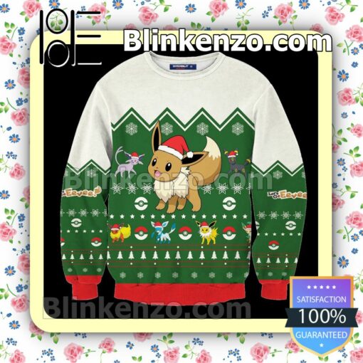 Evee Pokemon Anime, Manga Holiday Christmas Sweatshirts