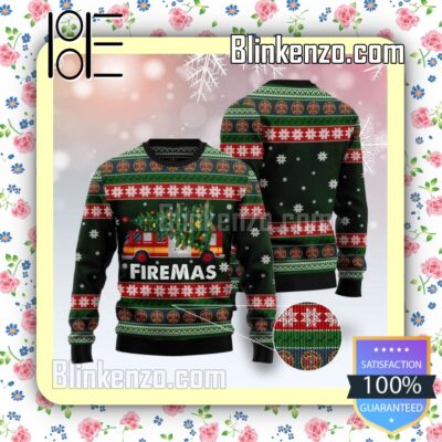 Firefighter Firemas Custom Sweatshirt Apparel Knitted Christmas Jumper