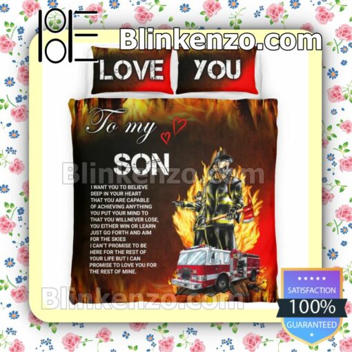 Firefighter Love You To My Son Bedding Set Queen Full a