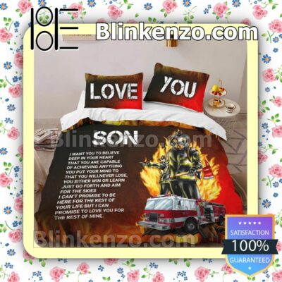 Firefighter Love You To My Son Bedding Set Queen Full b