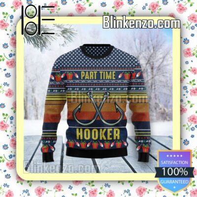 Fishing Hook Part Time Hooker Knitted Christmas Jumper