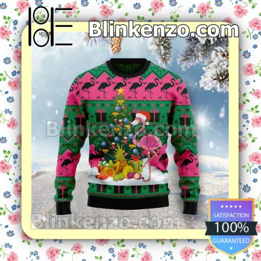 Flamingo Christmas Tree Holiday Christmas Sweatshirts