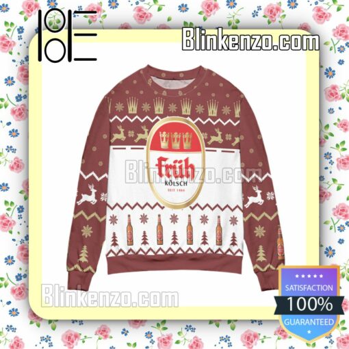 Fruh Kolsch Seit 1904 Reindeer & Pine Tree Christmas Jumpers