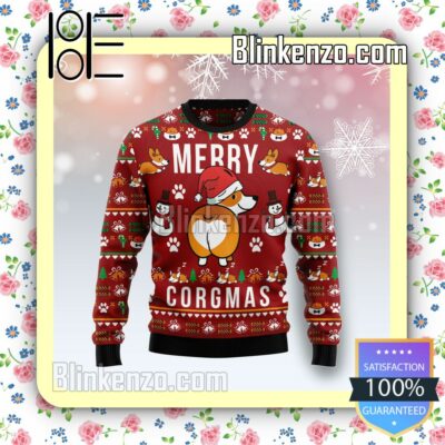 Funny Corgi Merry Xmas Knitted Christmas Jumper