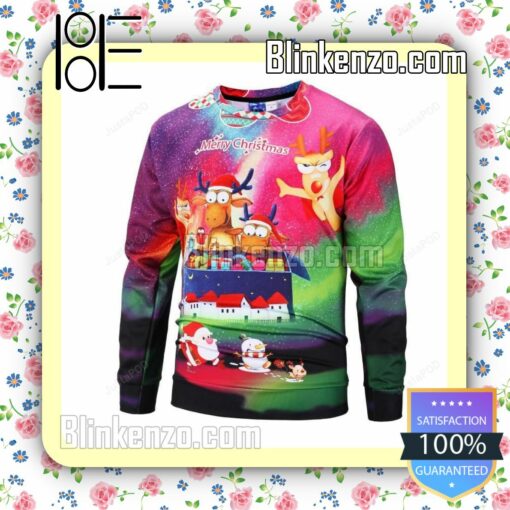 Funny Deer Merry Christmas Knitted Christmas Jumper