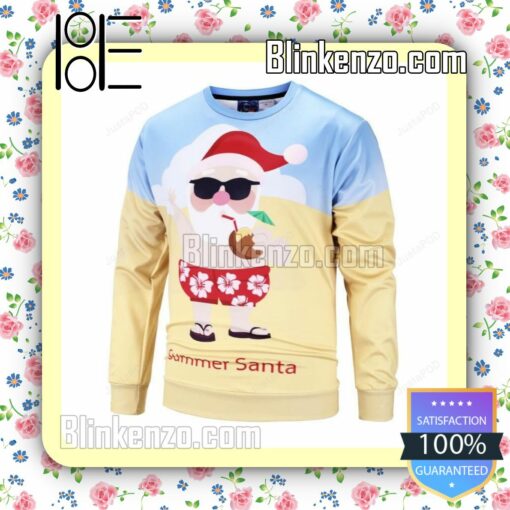 Funny Summer Santa Claus Striped Knitted Christmas Jumper