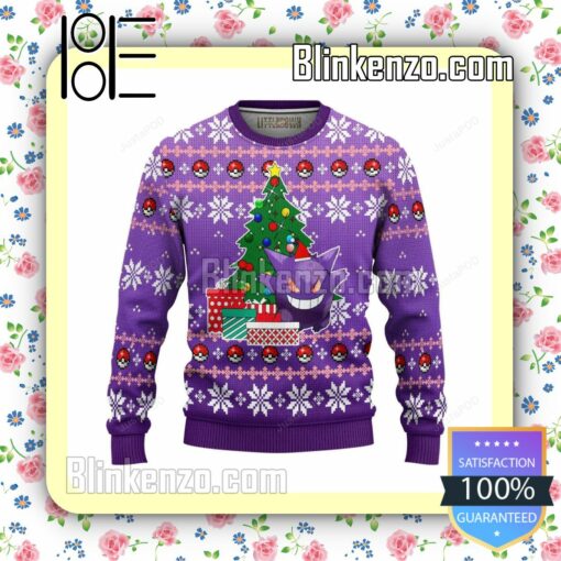 Gengar Pokemon Anime Manga Knitted Christmas Jumper