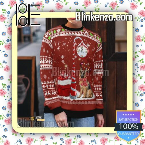 German Shepherd Clock Christmas Sweatshirts x