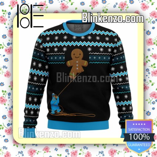 Gingerbread Cookie Monster Muppet Knitted Christmas Jumper