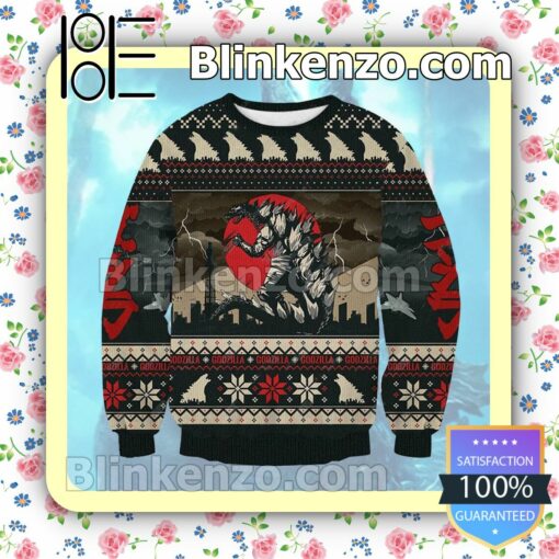 Godzilla King Of The Monsters Japanese Flag Christmas Jumpers