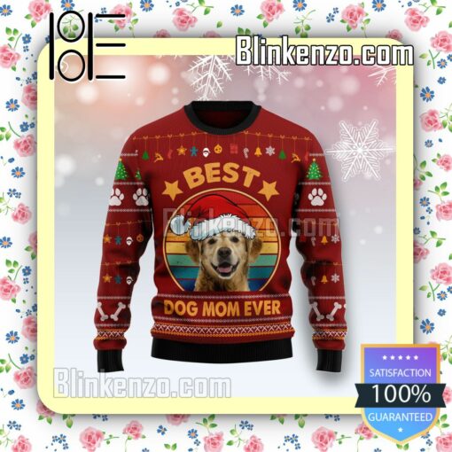 Golden Retriever Best Dog Mom Ever Knitted Christmas Jumper