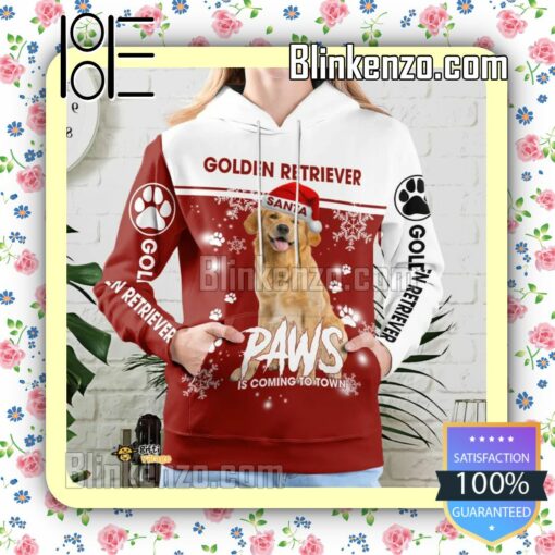 Golden Retriever Santa Paws Is Coming To Town Christmas Hoodie Jacket b