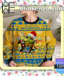 Golden State Warriors Yoda The Mandalorian Christmas Lights NBA Sweatshirts b