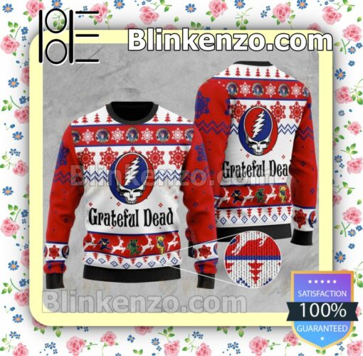 Grateful Dead Rock Band Wood Holiday Christmas Sweatshirts