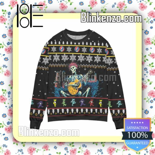 Grateful Dead Skeleton Playing Guitar Christmas Jumper