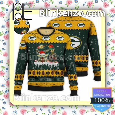 Green Bay Packers Groot And Yoda NFL Xmas Sweatshirts