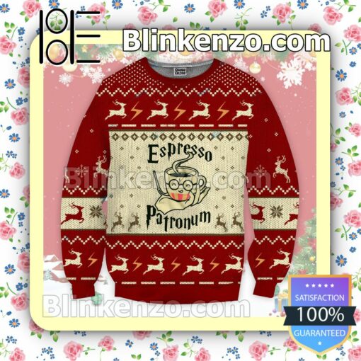 Harry Potter Espresso Coffee Patronum Reindeer Christmas Jumpers