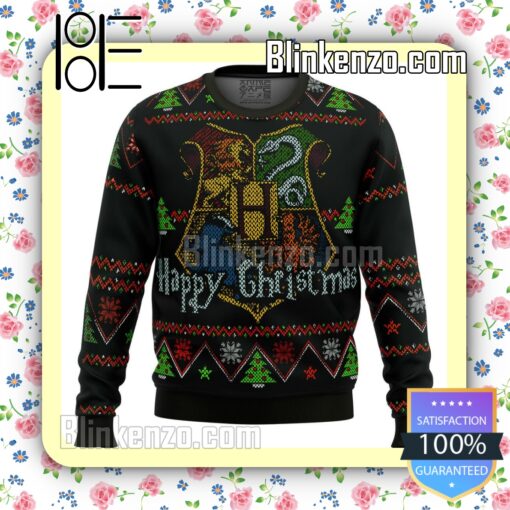Harry Potter Happy Christmas Four Houses Knitted Christmas Jumper