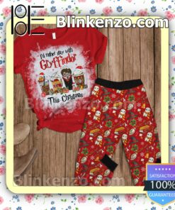 Harry Potter I'd Rather Stay With Gryffindor This Christmas Pajama Sleep Sets