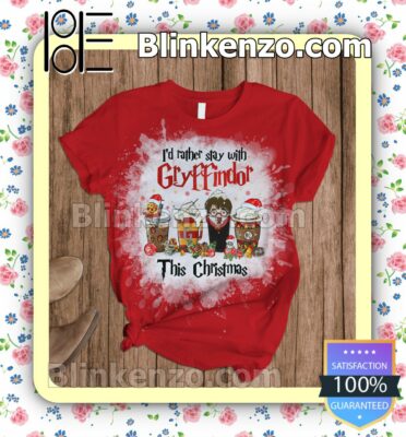 Harry Potter I'd Rather Stay With Gryffindor This Christmas Pajama Sleep Sets a