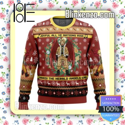 Hawks Singing Christmas Song My Hero Academia Knitted Christmas Jumper