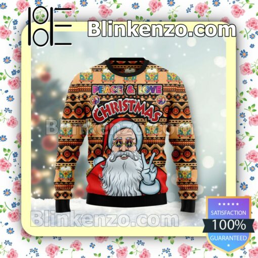 Hippie Santa Claus Peace And Love Holiday Christmas Sweatshirts