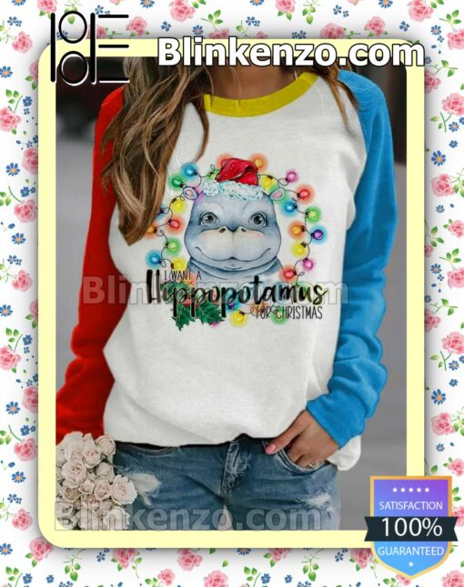 Hippo I Want A Hippopotamus For Christmas Holiday Christmas Sweatshirt