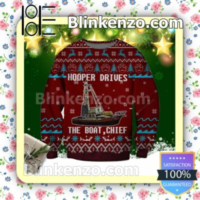 Hooper Drives The Boat Jaws Holiday Christmas Sweatshirts