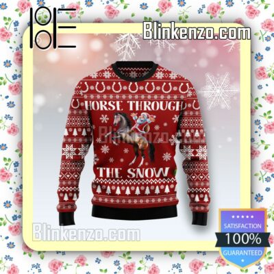 Horse Through The Snow Knitted Christmas Jumper