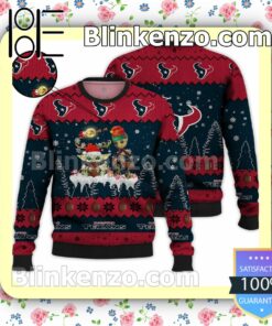 Houston Texans Groot And Yoda NFL Xmas Sweatshirts