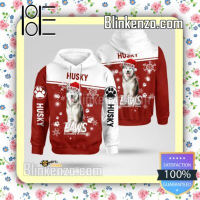 Husky Santa Paws Is Coming To Town Christmas Hoodie Jacket