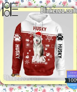 Husky Santa Paws Is Coming To Town Christmas Hoodie Jacket a