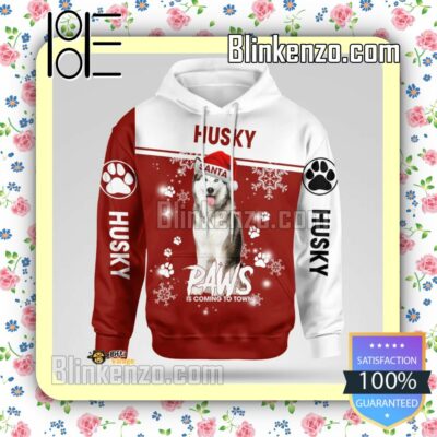 Husky Santa Paws Is Coming To Town Christmas Hoodie Jacket a