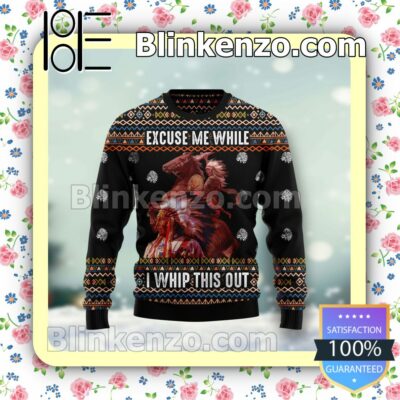 Indian Chief Blazing Saddles Excuse Me While I Whip This Out Holiday Christmas Sweatshirts